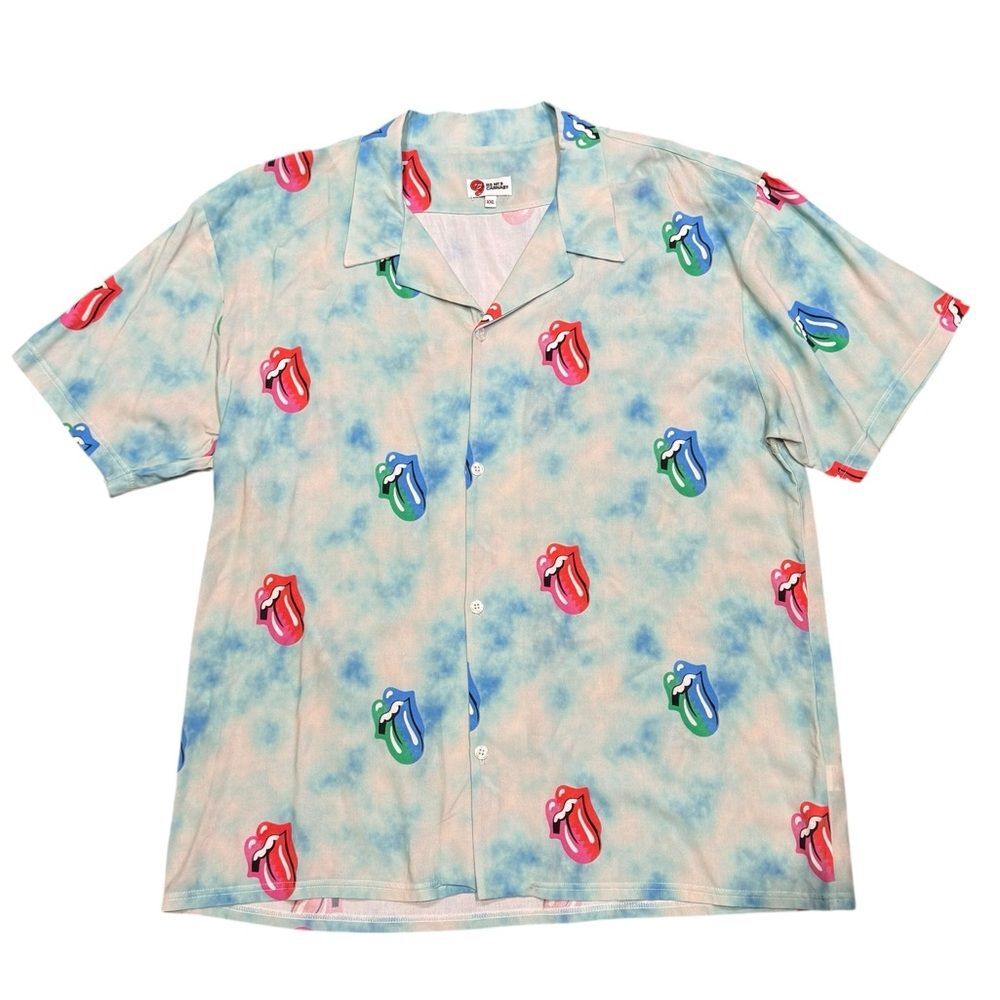 Rolling Stones RS No9 Carnaby Tongue Tropical Shirt in Blue Men’s Sz XXL